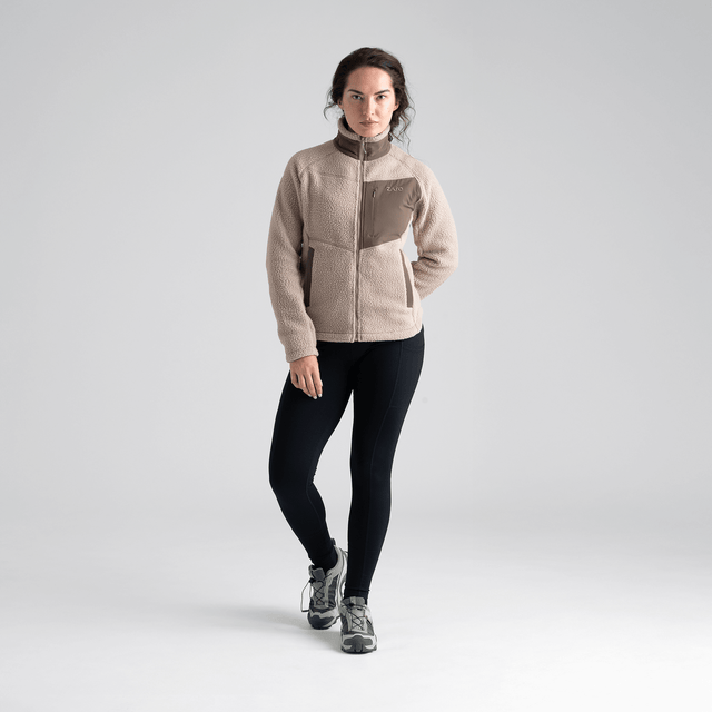 Palpo Women's Pile Fleece Jacket in Cocoa Brown