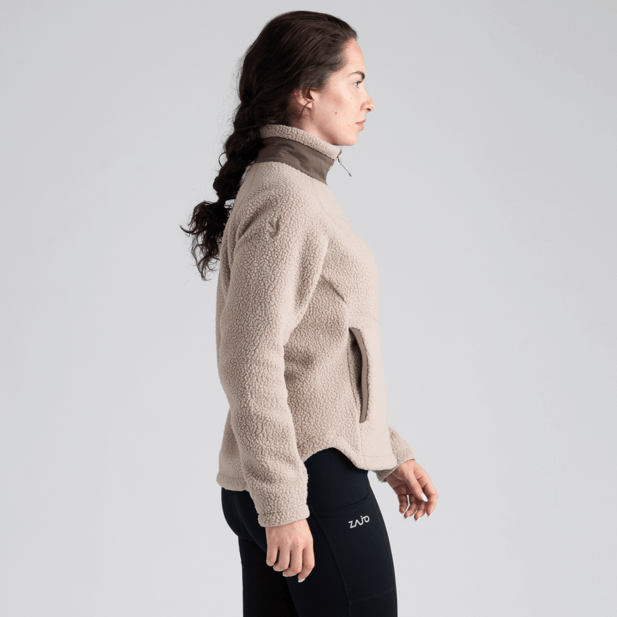 Palpo Women's Pile Fleece Jacket in Cocoa Brown