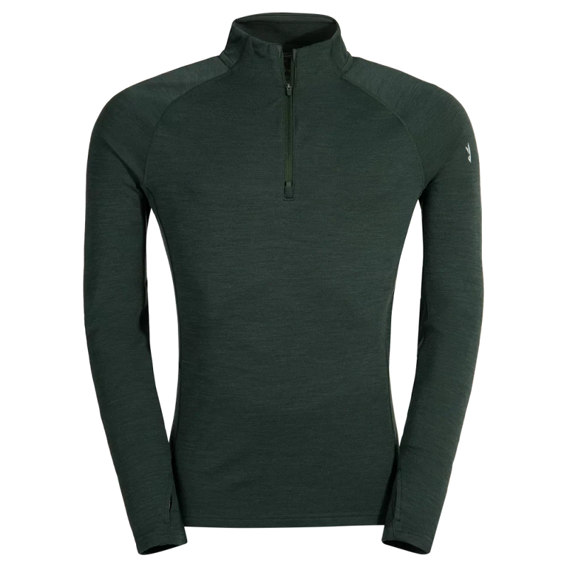 Hejma Men's Merino Zip Top — Dark Green