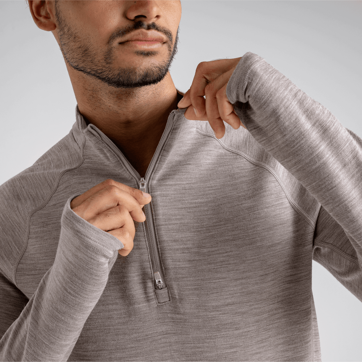Hejma Men's Merino Zip Top — Blue