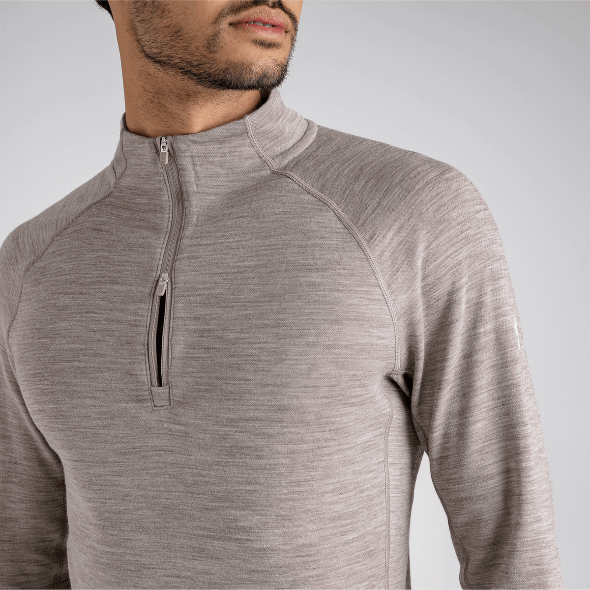 Hejma Men's Merino Zip Top — Taupe Beige