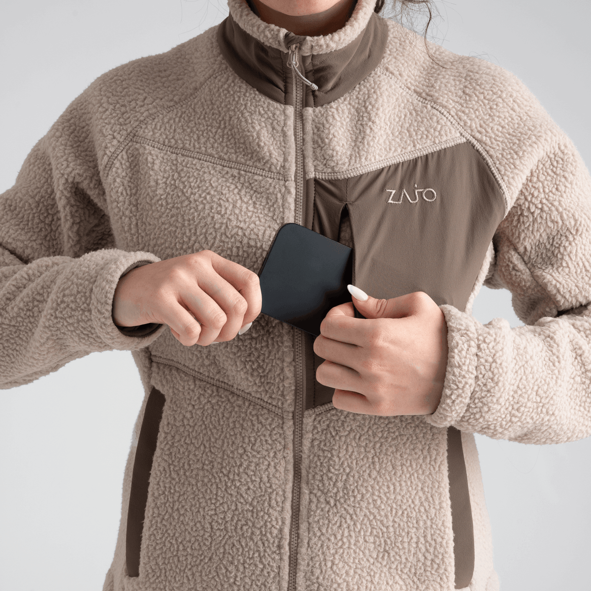 Palpo Women's Pile Fleece Jacket in Cocoa Brown