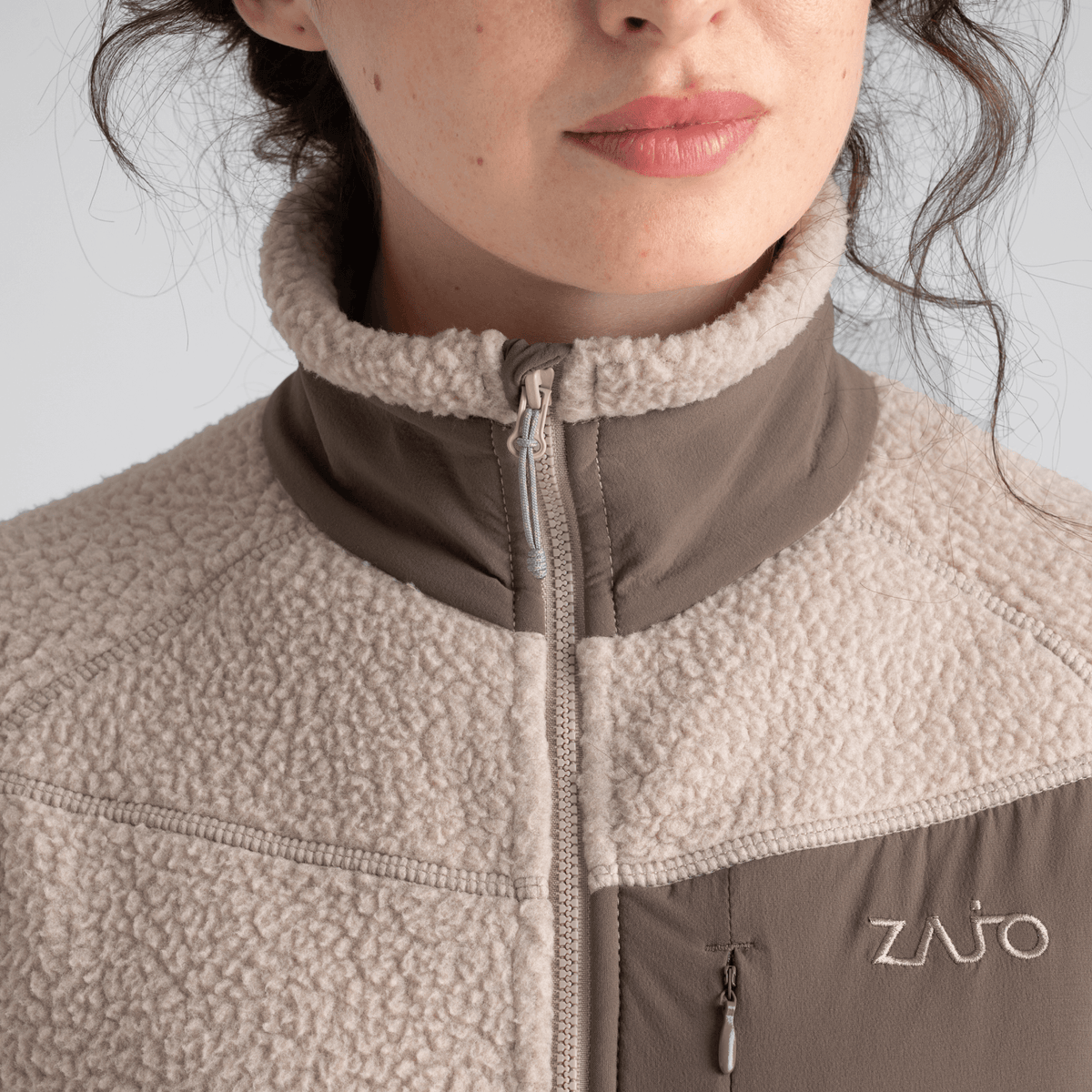 Palpo Women's Pile Fleece Jacket in Cocoa Brown